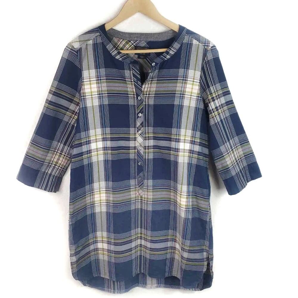 Pendleton Blue Plaid Tunic Top - image 1